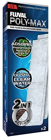 Fluval Clearmax Filtereinsatz mit Premium-Harz zur Absorbierung von Phosphat, Nitrit und Nitrat für Fluval Innenfilter U3, 2er Pack