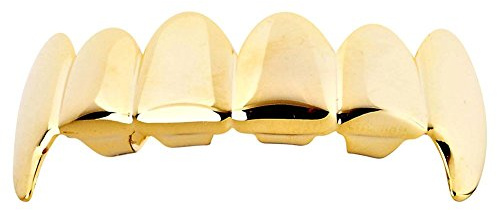 One Size Fits All Bling Grillz - VAMPIRE TOP - Gold