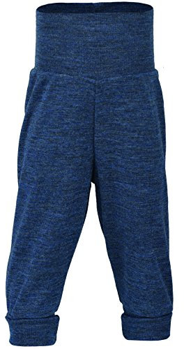 Engel Natur Baby-Hose lang mit Nabelbund, Bio-MerinoSchurwolle, maschinenwaschbar (86/92, blau melange)