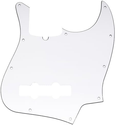 Musiclily Pro 10 Löcher J Bass Pickguard Schlagbrett 3 lagig Weiß | für 4-Saiter American Jazz Bass