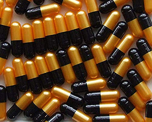 DR T&T 200 Empty gelatin gelatine Capsules capsule gold black body top separated two pieces