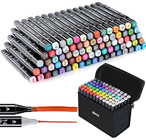 Zekkai Marker Filzstifte Set Fettige Mark Farben Twin Tip Textmarker Markerstifte Set (80)