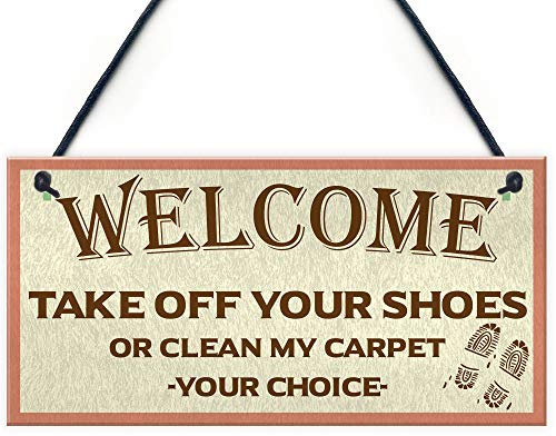 Red Ocean Welcome Take Off Your Shoes Novelty New Home Gifts Front Door Sign