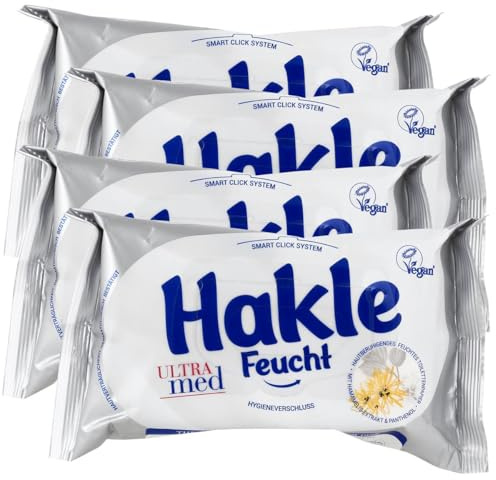 Hakle Feucht Ultra med 42 Blatt - Mit Hamamelis & Panthenol - Mindert Hautreizungen und kann unterstützend gegen Entzündungen wirken (4er Pack)