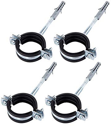 (4 Stück) Anti-Vibrations-Einzelmetall-Rohrhalterungen Klammern Klemmen Gummi ausgekleidet für Rohre mit Ø 40-45 mm (4)