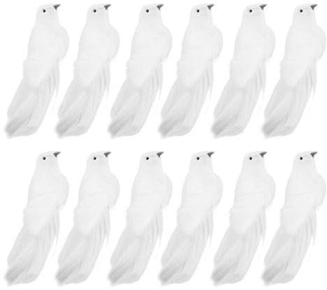 VALICLUD Künstliche Vögel mit Clip Schaum Weihnachtsbaum Vögel Weiß Künstliche Feder Tauben 12pcs Vögel Hochzeit Festival Party Garten Weihnachtsdeko Weihnachtsschmuck Weihnachtsbaumschmuck