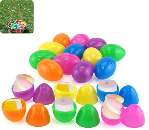 18 huevos de relleno de Pascua, regalos de decoración de Pascua, huevos de Pascua sorpresa, caza huevos de plástico rellenables a presión, manualidades de Pascua, tamaño: 4,4 cm