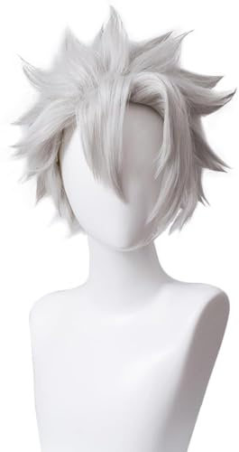 Silbergraue kurze Haare für Männer brauchen Styling Halloween Haare | Anime Konventionen Cosplay Party Ersatz Perücke Hitzebeständiges synthetisches Haar