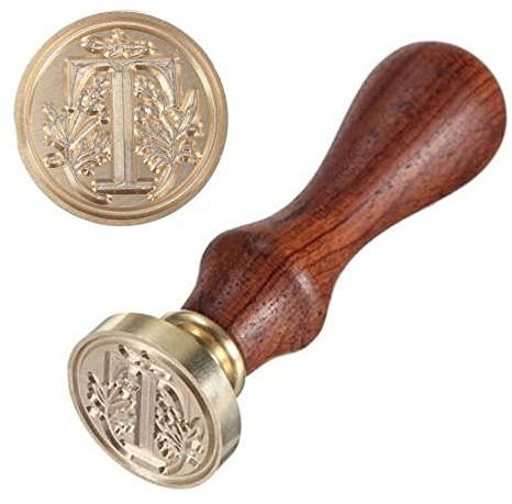 Anawakia sigillstämpel, vintagestil vax, sigillstämpel, sigill set AZ, dekorativt sigill, sigill med trähandtag, brev 26 bokstäver, gör-det-själv trä vax sigill, stämpel 1 styck (T)