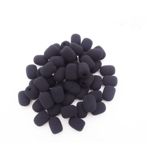 SPORTARC 100 Stück Schaumstoff Mikrofon Windschutzscheibe Mini Schwamm Mikrofon Abdeckungen Mini Headset Mikrofon Windschutzscheiben für kleine Revers und Headset Mikrofone, Schwarz