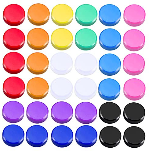 Idota 40 Pcs Aimants Frigo Décoratifs Ronds Colorés Frigo 10 Couleurs pour Tableau Magnetique, Tableau Blanc, Salle de Classe, Bureau, Casiers, Photo