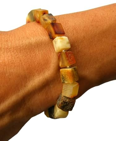 Bernstein Armband ORANGE GELB auf Gummiband Armb5