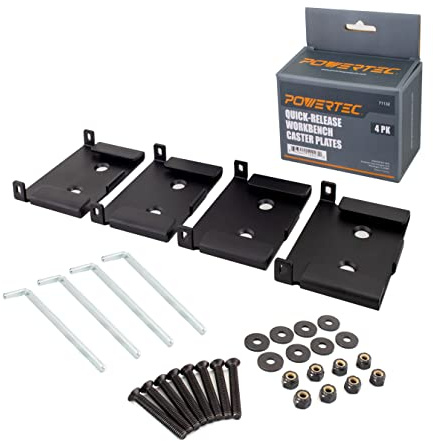 POWERTEC 71132V Quick-Release Workbench Caster Plates, 4-Pack