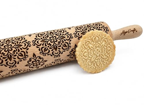 CALEIDOSCOPIO Mattarello Decorativo per Biscotti | Mattarello Inciso | Rullo per Biscotti e per Modellare | Mattarello Legno Goffrato di Algis Crafts