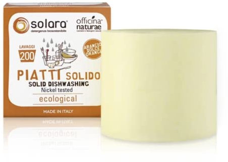 Officina Naturae | Solara Detersivo Piatti Solido Arancio Dolce, Detersivo Concentrato, Sgrassaed Elimina Cattivi Odori, 180g