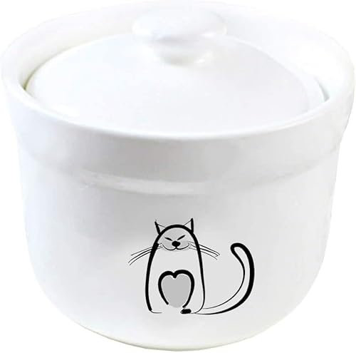 GImLY Blanc en céramique dessin animé chat sucrier pot à épices stockage ragoût tasse avec couvercle