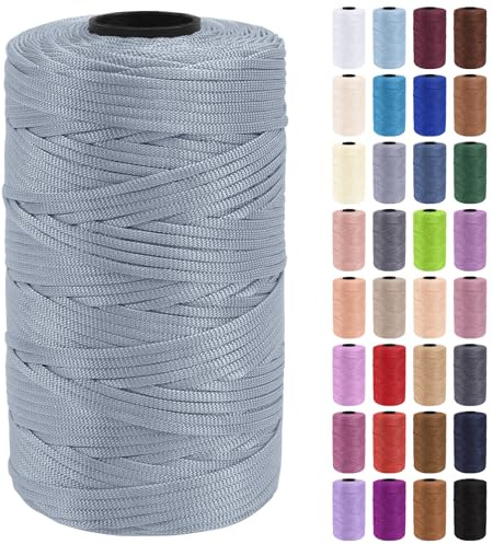 Uiopa Hilo Macrame 3mm x 200m Cuerda Macrame Polipropileno Plano Hilo de Ganchillo para Bolsos a Crochet, Bolso de Mano, Sombrero, Manualidades, Envolver Regalo, Proyecto de Bricolaje