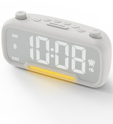 ROCAM Radiosveglia, Sveglia da Comodino con Luce Notturna, Altoparlante Bluetooth, Porta USB e Tipo-C, Snooze, Dimmer, Batteria di Backup, Orologio Digitale per Bambini/Adolescenti/Anziani