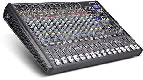 AGAATI Mezclador de Audio Profesional Pro de 12 Canales con 256 DSP, Mezclador de Estudio de Efectos de Sonido, Interfaz de Controlador de Sonido de DJ, Tablero de Mezcla de DJ