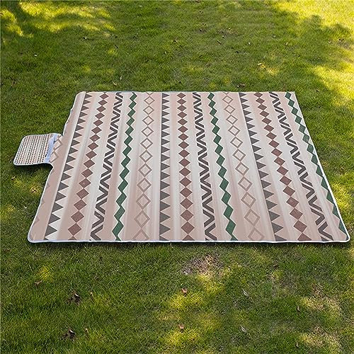 Picknickdecke 150x200cm,XXL Picknickdecke mit Wasserdichter Unterseite,Outdoor Stranddecke Sandfrei,mit Tragegriff Faltbare Picnic Blanket für Camping,Strand,Park,Familie,Konzerte Braun grün vintage