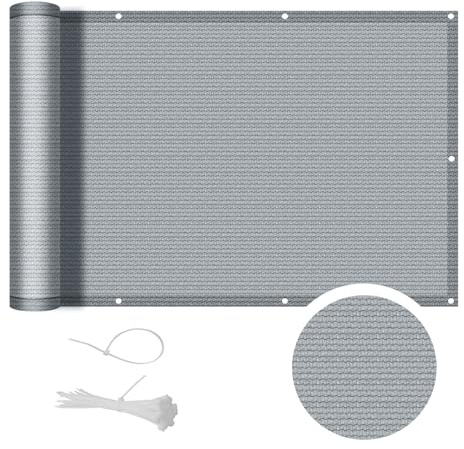COOL AREA Brise Vue Balcon 100x400cm HDPE Cache Vue Balcon Protection UV Résistant aux pour Balcon Exterieur Terrasse Jardin et Serre Câble,Gris Clair