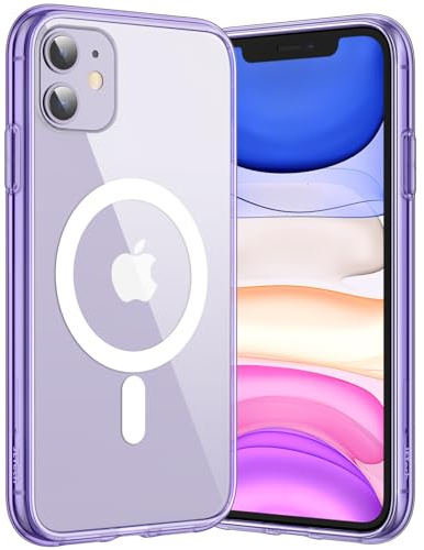 JETech Magnetische Hülle für iPhone 11, Dunkellila | Kompatibel mit MagSafe, Stoßfeste Handyhülle, Kratzfest, Transparente Rückseite