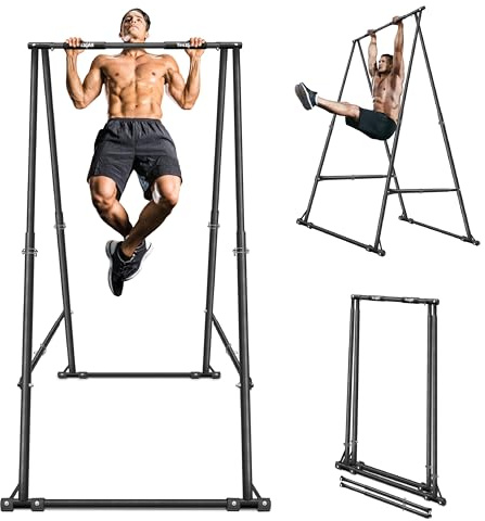 Yes4All Robust Freestanding Pull Up & Chin Up Bar, 126 Levels Adjustable & 770 lbs Capacity Foldable Pull Up Bar Station