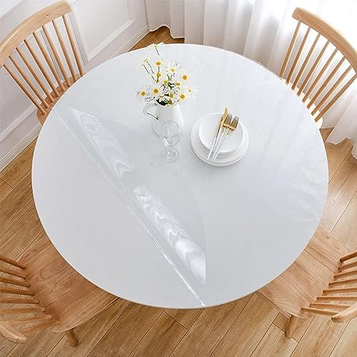 Tischdecke Rolle Runde 120cm - Dicke 1.5mm Tischschutz Transparent Nach Maß Rund - Wasserabweisende Pflegeleicht und Abwischbar Tisch Folie Schutz, Outdoor Tischdecke Wetterfest, Transparent_1.5mm