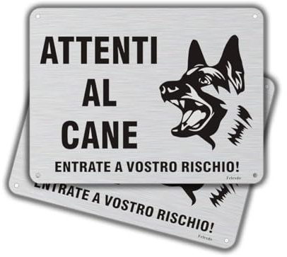 Felexdo Warnschild für den Hund, 20 x 15 cm, Warnschild mit selbstklebender Vorsicht vor dem Hund, Schilder aus gebürstetem Aluminium, langlebig, geeignet für den Innen- oder Außenbereich