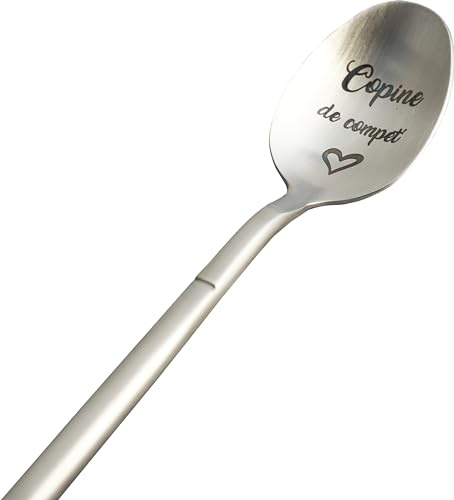 ZINELLO DESIGN - Personalised Engraved Spoon Copine de Compet - Original Gift Idea for a Party, Christmas or Birthday - Stainless Steel 18/10 - Comes with Gift Box