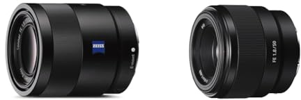 Sony SEL-55F18Z Zeiss Standard Objektiv (Festbrennweite & SEL-50F18F Standard Objektiv (Festbrennweite, 50 mm, F1.8, Vollformat, geeignet für A7, A6000, A5100, A5000 und Nex Serien, E-Mount) schwarz