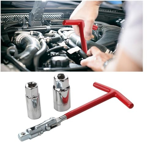 Spark Plug Socket Wrench T-Handle16mm (5/8) & 21mm (13/16) Remover Installer, Universal Spark Plug Wrench Removal Tool for Motorcycles, Lawn Mowers, Small Motor Vehicles