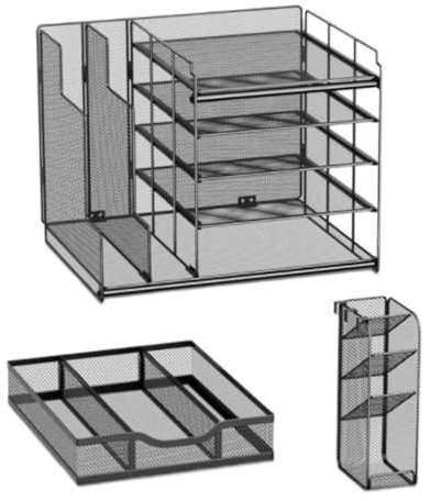 IRYZE Schreibtisch Organizer Büro-Schreibtisch-Organizer, Schreibtisch-Organizer Mit Schublade, 2 Akten-Organizer Und 1 Stifthalter Schreibtisch Akten Organizer