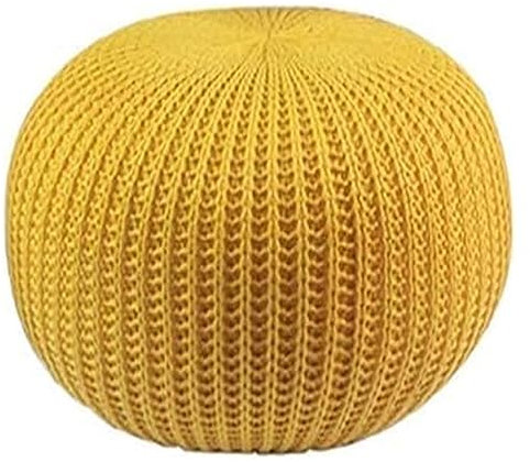 Generico Pouf ottomano ottomano Pouf ottomano Rotondo, Sgabello in Corda di Cotone Intrecciata, Pouf Lavorato a Maglia, Sedia da Terra Fatta a Mano per Soggiorno, Letto e Camera da Letto (A 50x50x30c