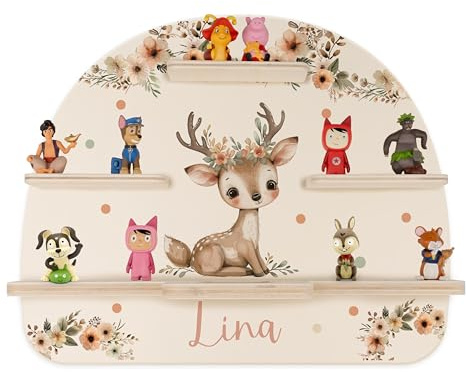 Kidsmood - Tonie Regal mit Namen – Wandregal für Toniebox 1 & Figuren | Abgerundete Ecken & Kanten Inkl. Metallplättchen für Tonie Hörfiguren | Kinderzimmer Regal für Mädchen & Jungen