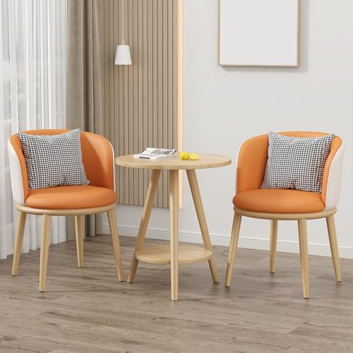 FREUPGU Küchentisch Klein, Küchentisch Mit Stühlen, Kleiner Besprechungstisch, Kleiner Besprechungstisch Mit 2 Stühlen, Geeignet für Lounge, Wohnzimmer, Küche(Orange)