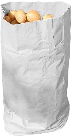 Recyclable White Paper Potato Sack 850mm x 330mm Holds Up To 25KG Packs Of 3, 5,10, 20 Available (Pack of 10 - White)