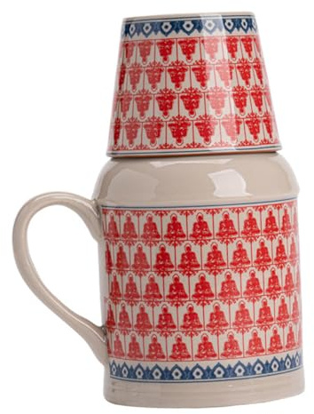 OSOLADY Carafe Et Tasse Céramique Vintage Avec Capacité Importante Pichet à Eau Avec Anse Pour Maison Set Théière Et Mug Empilables Céramique Solide Pour Thé Et Boissons Chaudes