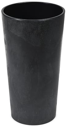Tymar Pflanzsäule, Blumentopf hoch innen, Pflanzkübel,Blumenkübel Gross, Übertopf (Beton Schwarz ; ø 25 cm)