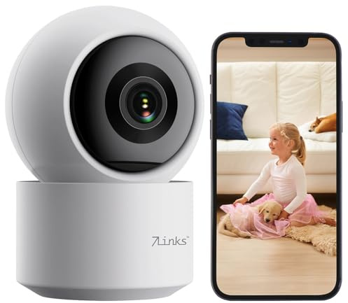 7links Cam: 2K-Pan-Tilt-Überwachungskamera mit WLAN & Patrouillen-Funktion, weiß (360°-WLAN-Überwachungskamera, Überwachung Kamera innen, PC)