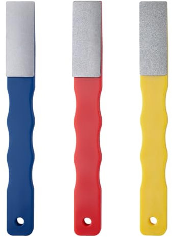 GOLD DEER 3Pcs Diamond Sharpening Hones Sets 3Grits 220# 400# 600# Color Coded Diamond Sharpening Stones Tools Flat Hand File Knife Set for Hunting, Outdoor