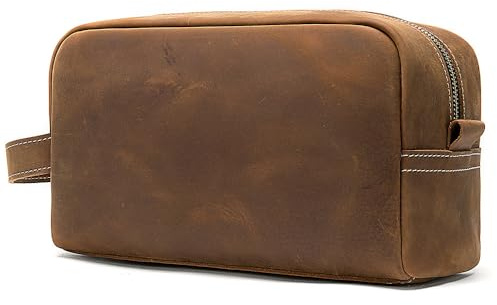 Balidiya Neceser de viaje de cuero para hombre, kit de afeitado, resistente al agua, organizador de artículos de tocador para accesorios, cosméticos, higiene, artículos esenciales de aseo unisex