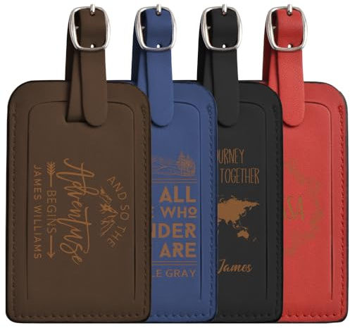 Individuelles Gepäcketikett für Koffer und Rucksäcke-11x7 cm | Personalisierte Gravierte Leder Gepäck Tag