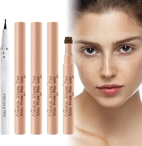 5 Pièces Freckles Pen Stylo Tache de Rousseur Tache de Rousseur Semi Permanent,Waterproof,Créent un Maquillage Naturelet Longue Tenue,Marron Clair,Marron Café,Châtain,Marron Foncé
