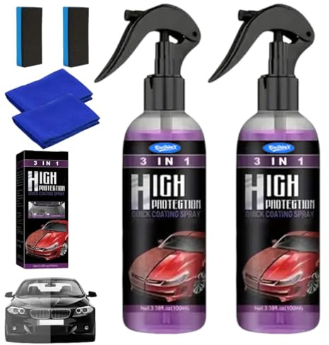Kicklo Spray Di Rivestimento Ceramico Rapido 3 in 1 per Auto, Lucentezza E Protezione, Spray Sigillante Rapido per Vernice, Cera Protettiva Multifunzionale per La Riparazione(2pcs)
