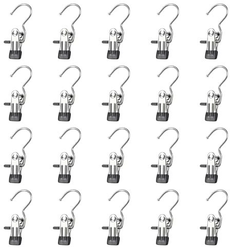 Grucce appendiabiti con mollette, mollette in acciaio inox, gancio a morsetto, grucce per pantaloni con mollette, set da 30 pezzi, clip multiuso, adatto per casa, cabina armadio e stoccaggio
