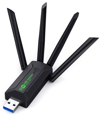 Limtula Tarjeta WiFi USB De 1300Mbps 2.4/5GHz Banda Doble 4 Antenas Externas para Amplia Compatibilidad Conexión Amplia Conexión Tarjeta De Red