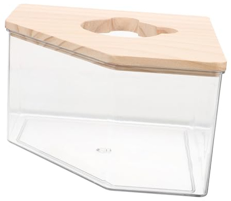 LOLIPPYY Transparenter Hamster Sandbad Container aus Acryl mit Stabilem Holzdeckel Kleines Haustier Sandbad für Hamster Meerschweinchen Chinchilla Langlebiges Leichtes Sandbadehaus mit