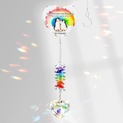 Arikyrist Glass Penguins Suncatcher Gifts for Wife Crystal Hanging Ornament
