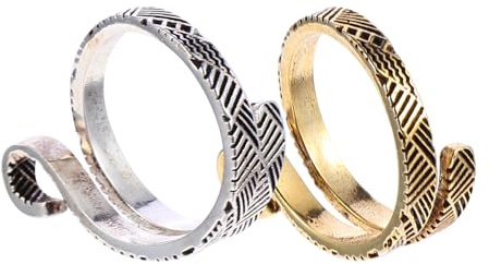 Uonlytech Anillo de Ganchillo Ajustable para Dedos Herramienta de Tejido DIY de Metal Bucle Metálico para Tejer Hilo Paquete de 2 Piezas Plateado y Dorado Adecuado para Manualidades y